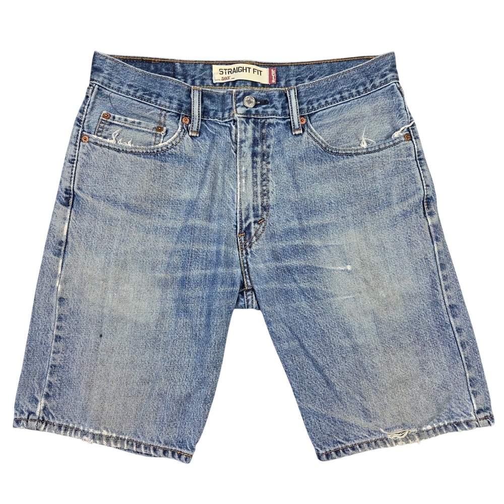 Levis 505 Straight Fit Mens Denim Retro Casual Y2k Shorts Light Wash Blue Cotton